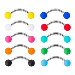 2pcs Acrylic 3mm Ball Eyebrow Piercing Curved Barbell Banana Ring Lip Snug Daith Helix Rook Earring Cartilage Tragus Jewelry 16G