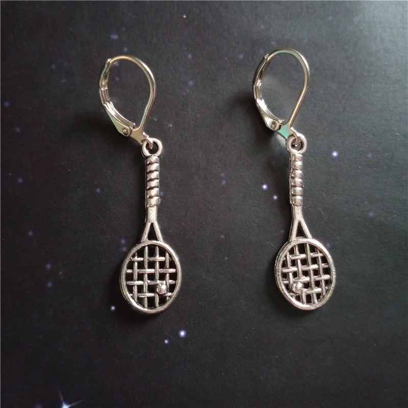 Tiny Racket Leverback Earrings, Racket Pendant, Racket Jewelry, Racket Charm Earrings,Sport Earrings