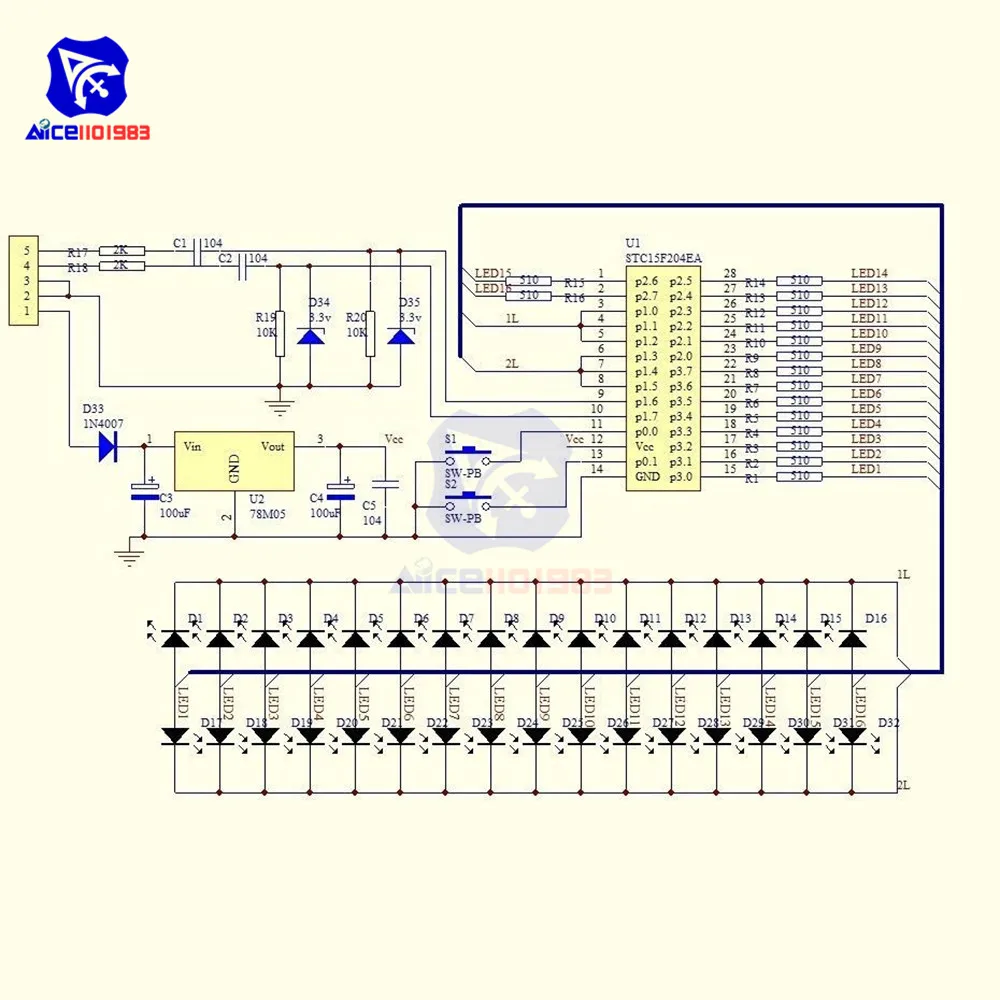 Mini Dual 12 Level VU Meter – Stereo-Platine Mit  Produktbild-Vorschau 4