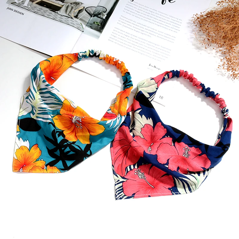 Multiple Styles Bandana For Women Triangle Headscarf Soft Elastic Hair Band Bohemia Floral Print Scarf Hair Accessories Headwear