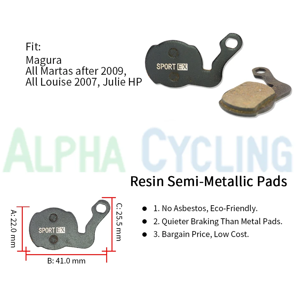 4 Pairs, Bicycle Disc Brake Pads For Magura All Martas after 2009, All Louise 2007, Julie HP Calipers, Sport EX Class, Resin