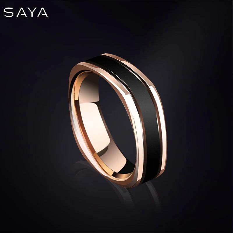 Rings for Men Women Couple for Wedding Tungsten 8mm Width Rose Gold Fine Jewelry, Comfort Fit, Customized