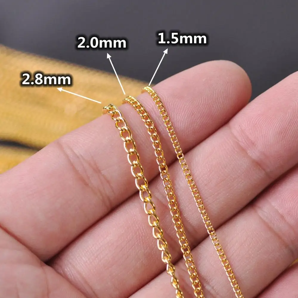 5Meters 1.5mm 2mm 2.8mm Gold Silver Color Iron Metal Extension Necklace Chain For Jewelry Making DIY Crafts Findings Supplies