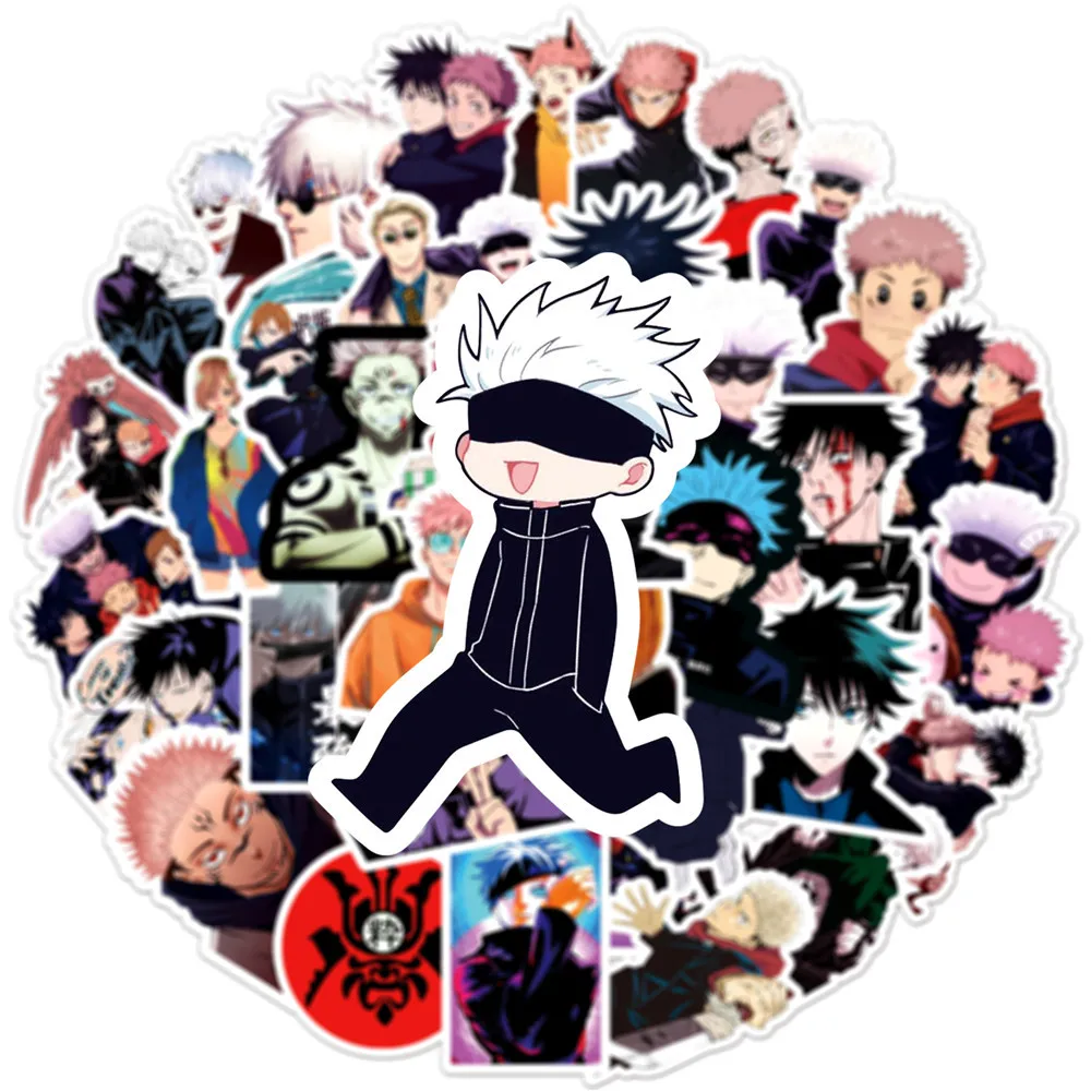 anime japones adesivo gojo satoru jujutsu kaisen anime manga adesivos itadori yuji computador portatil bagagem telefone scrapbooking 100 pecas 01