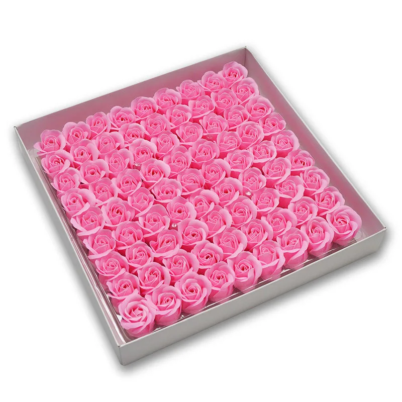 81pcs Three-Layer No Flower Base Rose Soap Flower Head Decoration Flower Box Wedding Bouquet Valentine'S Day Artificial Flower