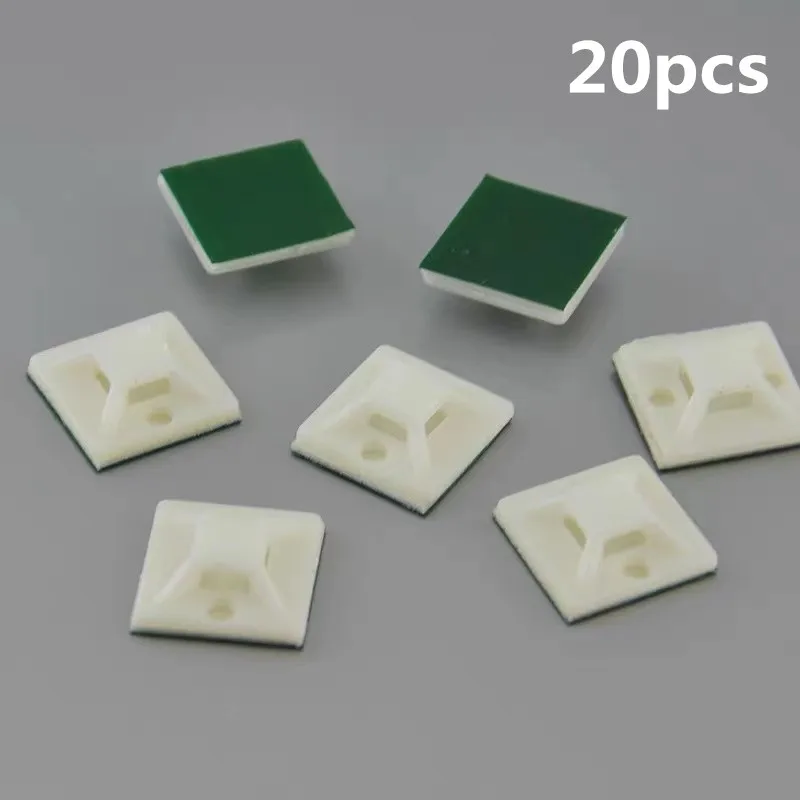 20 szt. 20/25/30/40 mmPlastikowa samoprzylepna opaska kablowa Uchwyt podstawowy Biały 30*30 mm Od pozycjonowania typu kleju