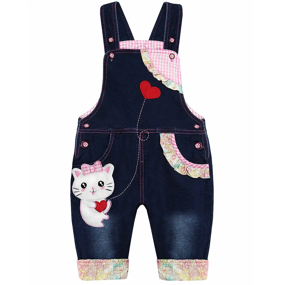 0-4T Baby Girl Overalls Infant Cotton Jeans Rabbit Rompers Bebes Cartoon Clothes Toddler denim Pants jumpsuit Kids Clothing