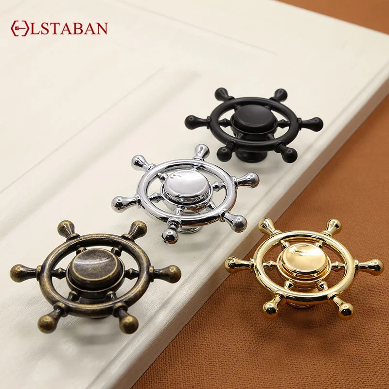 

European Classical Antique Copper Rose Brown Cabinet Handle Drawer Wardrobe Wine Cabinet Bookcase Handle Ship Rudder Handle Knob