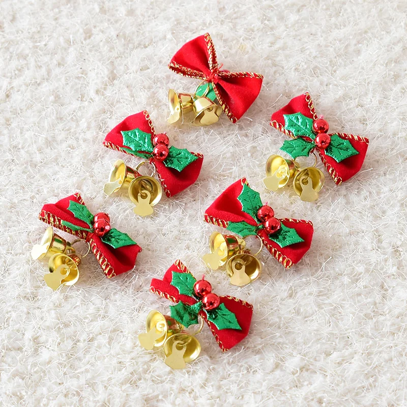 5cm will ring the bell small Christmas bow diy material Christmas tree garland decorations (6pcs)