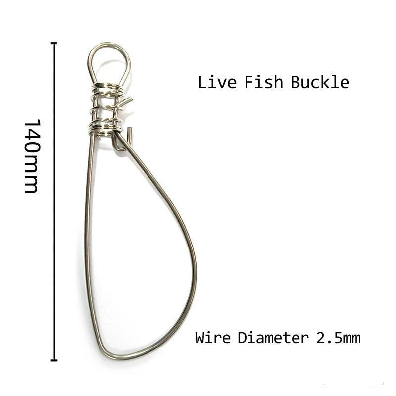 50pcs/lot Fish Lock Stainless Steel Snap Spring Live Fishes Buckle Multifunction Accessories Perch Fishing Gear Tackles Pesca