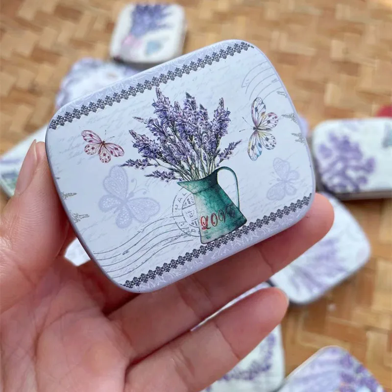 Imagem -03 - Lot Lavender Iron Tin Metal Case Mini Cover Headconjunto Can Pill Pencil Box Candy Goma de Mascar Presente de Armazenamento 16 Pcs