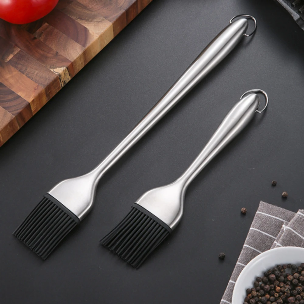 Spazzola per imbastitura in Silicone BBQ Grill spazzola per salsa d'olio manico in acciaio inossidabile spazzola per pasticceria burro spazzola per pane accessori da cucina per barbecue