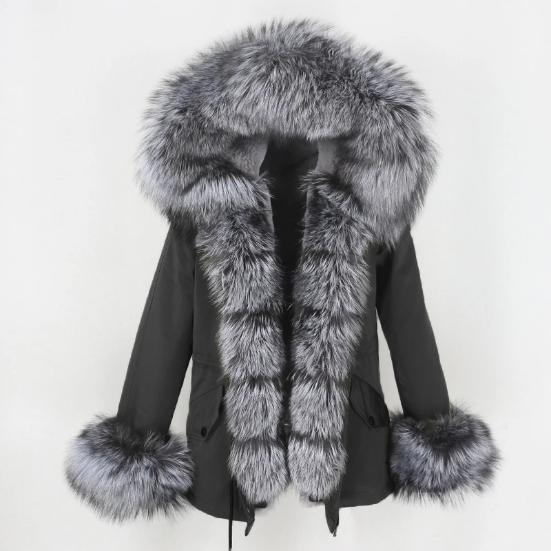 MENINA BONITA New 2022 Waterproof Short Parka Winter Jacket Women Real Fur Coat Natural Fox Fur Collar Hood Warm Detachable