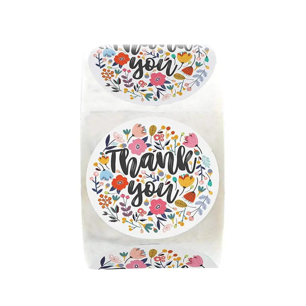Tags Hundred Flowers Competing Beautiful Thank You Sticker Seal Label Handmade Custom  Scrapbook Gift