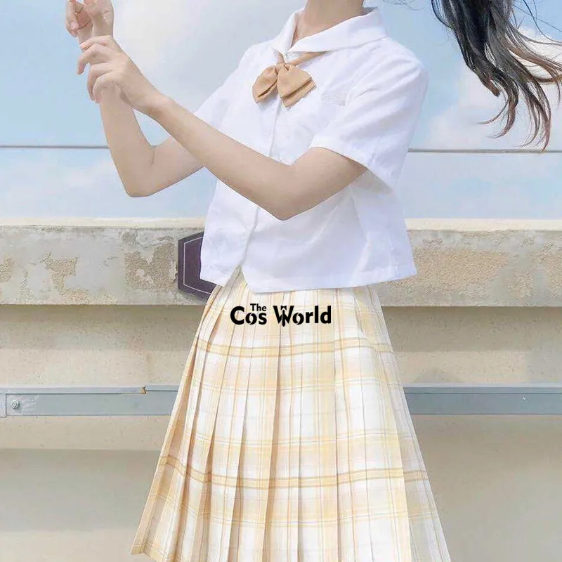 Jupes plissées taille haute pour filles japonaises, canard jaune, jupes à carreaux, uniforme scolaire JK, étudiants, Earths, été