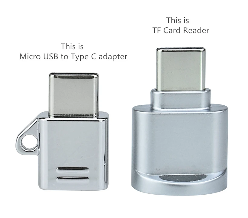 USB Type C Adapter 3 Pack, USB C to Micro USB Convert Connector micro sd TF card reader with Key chain for phone pad tablet