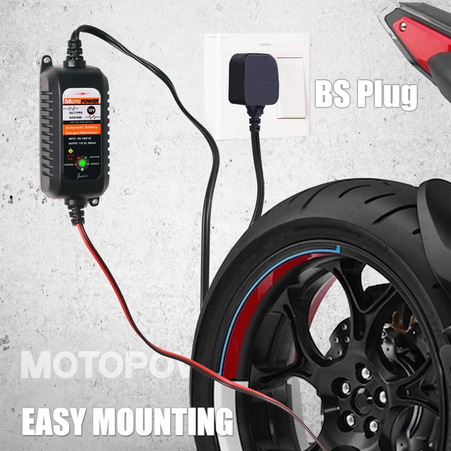 12V 800mA automatischer Smart Car Motorrad Batterieladegerät Betreuer – Detail 24