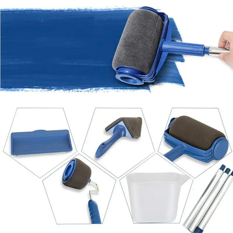 6pcs/set no seam Paint Runner Pro by renovate Roller Brush Handle Tool Wall Paint Roller Wall Painting for Home Office