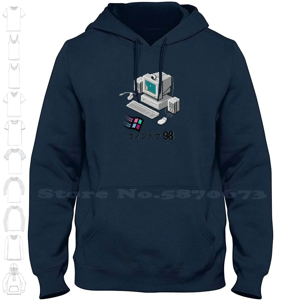 Windows 98 Retro 100% Cotton Hoodie T-Shirt Win98 Windows 98 Vape Retro Trendy Cool Hipster Humor Funny Yeah Colorful Colors