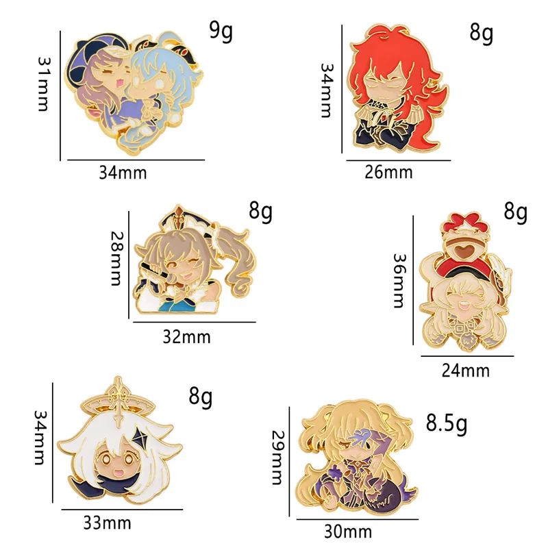 Anime Game Genshin Impact Brooch Cute Cartoon Character Barbara Gunnhildr Paimon Lapel Enamel Pins Backpack Badge Accessories