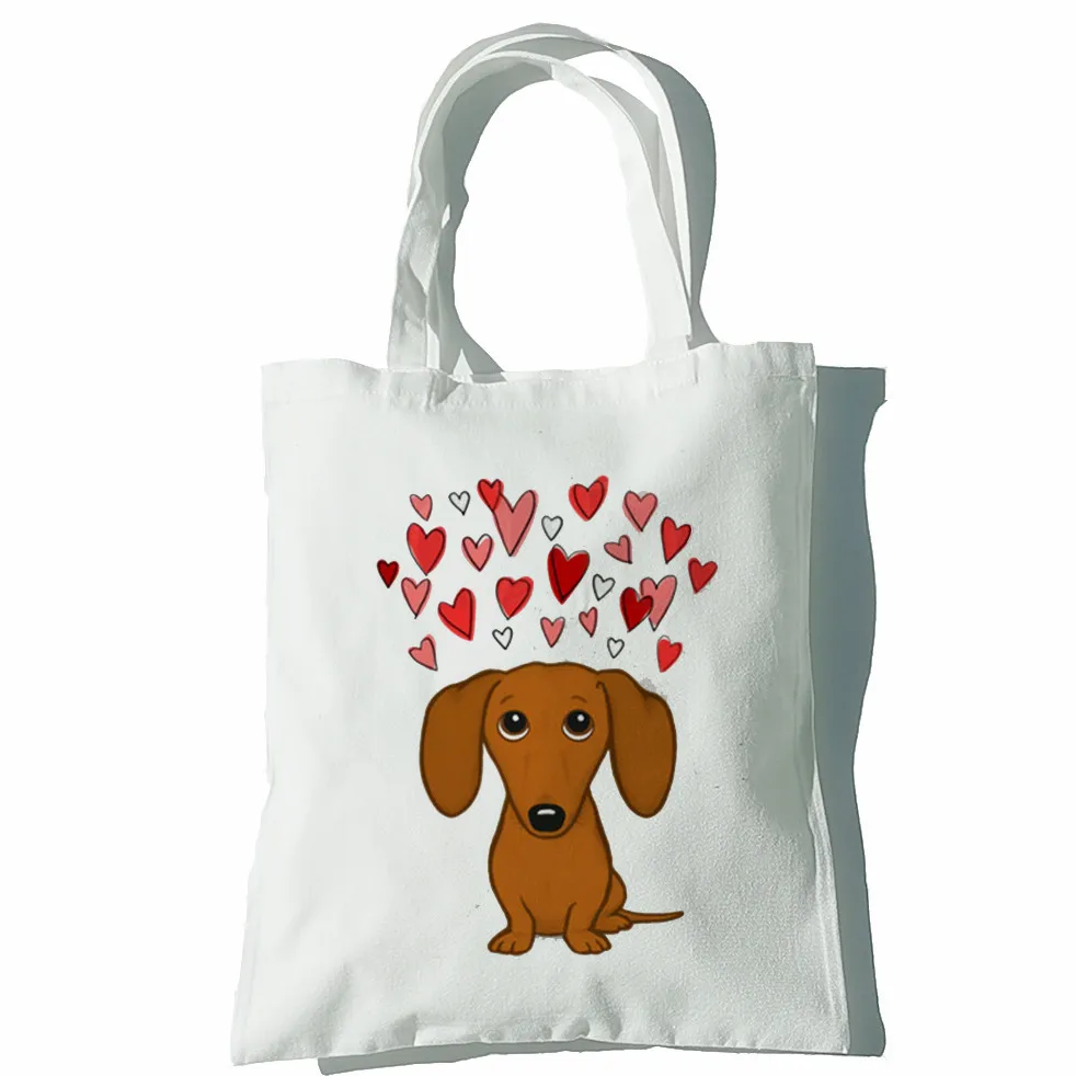 Dachshund engraçado bolsas femininas sacos de ombro casual compras meninas cão animal preto bolsa feminina elegante lona