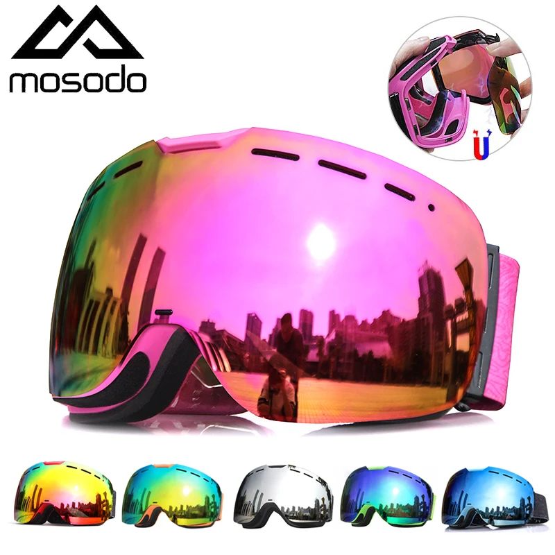 Mosodo Magnetische Ski Brille Schnee Brillen Sphärische Winter Snowboard Brille Anti-nebel Outdoor Skate Ski Brille für Männer Frauen