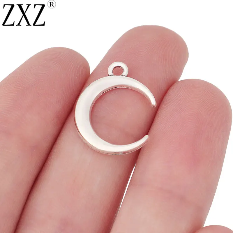 ZXZ 50pcs Tibetan Silver Moon Charms Pendants Beads for Necklace Bracelet Earring Jewelry Making Accessories