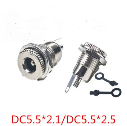 Toma de corriente continua de DC-099, 5,5x2,1/5,5x2,5, con rosca de alta corriente, totalmente de metal, hembra