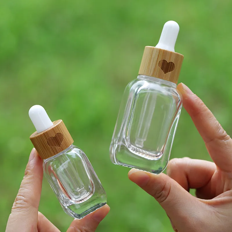 10ml/30ml Attar oil bottle Thickened Glass Bottle Essential oil Bottle With Bamboo Lid Perfume Oil Container With Glass Stick