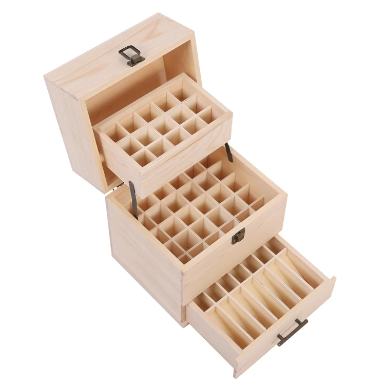 59 Grid Level 3 Space Savings Wooden Storage Boxes Case Essential Oil Storage Case box Multi-Tray Organizer Large Organizers