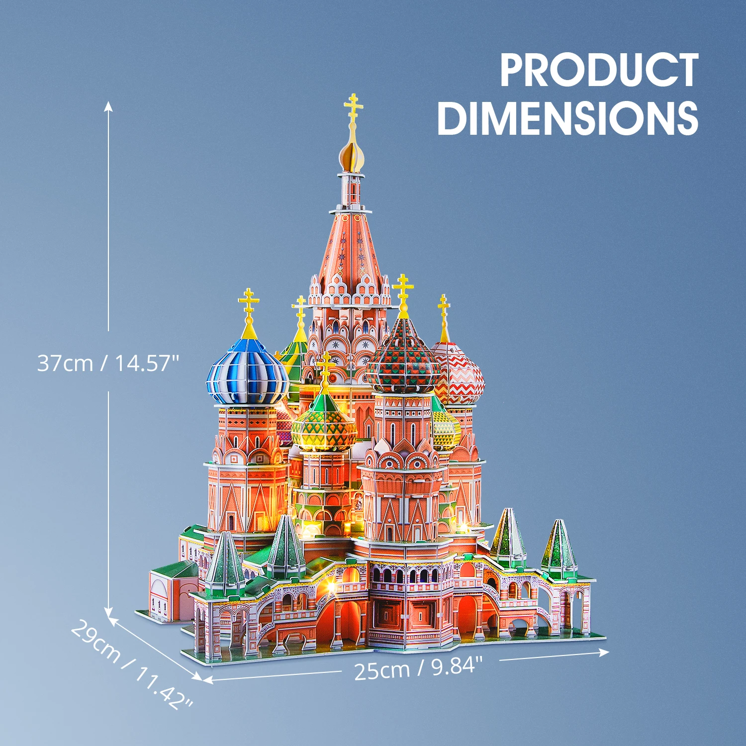 CubicFun 3D Puzzles LED Russia Cathedral Model St.Basil\'s Cathedral Architecture Building Church Kits Toys for Adults Kids