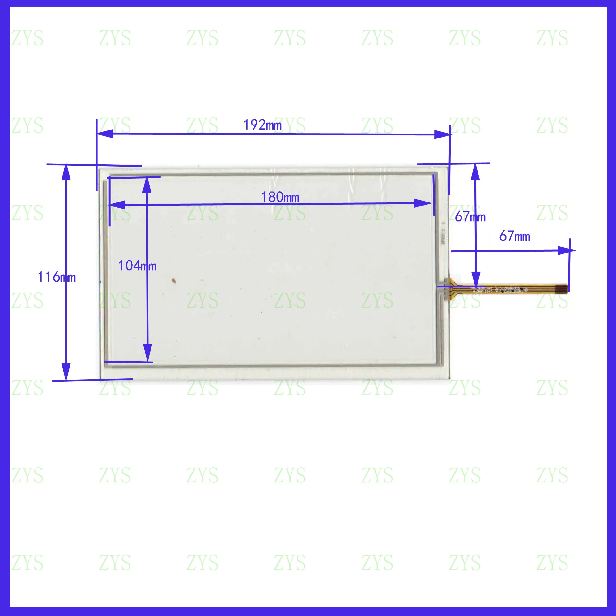 

ZhiYuSun Touch Screen XWT537 192mm*116mm 8inch glass for industry applications 192*116 for GPS XWT 537