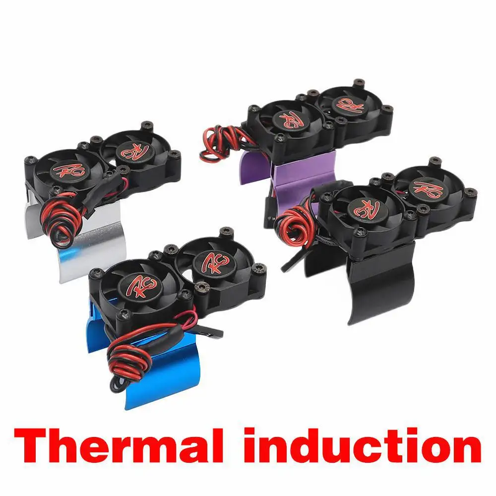 RC parts motor radiator + For 1:10 HSP TRX-4 TRX6 SCX10 RC 540 550 36MM size motor radiator thermal induction dual cooling fan