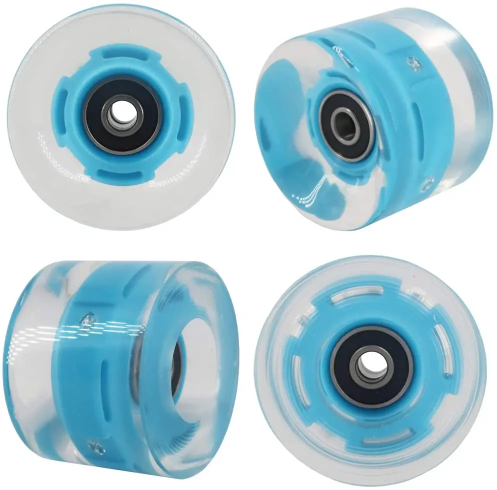 4pcs LED 60mm wheels with ABEC 9 bearing complete Clear LED wheels for skateboard longboard cruiser