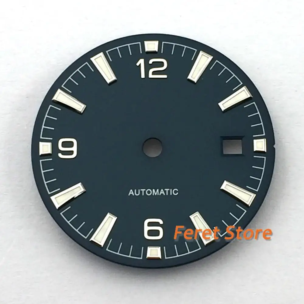 31mm black blue gray dial,green Luminous power reserve Luxury Brand Genuine Leather clasp automatic movement mens watch image 3