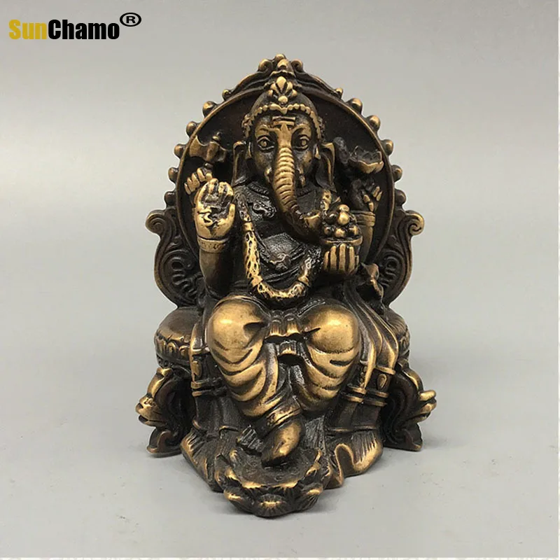 

Tibetan Buddhism Buddha Statue Tantric Red God of Wealth Pure Bronze Elephant Trunk God of Wealth Lucky Town House Thai Deity