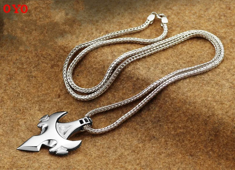 Real 925 silver necklace men domineering personality trendy sword necklace pendant