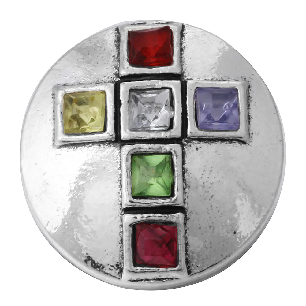 6pcs/lot New Snap Jewelry Rhinestone 18mm Cross Snap Buttons Fit 20mm 18mm Snap Button Bracelet Interchangeable Jewelry