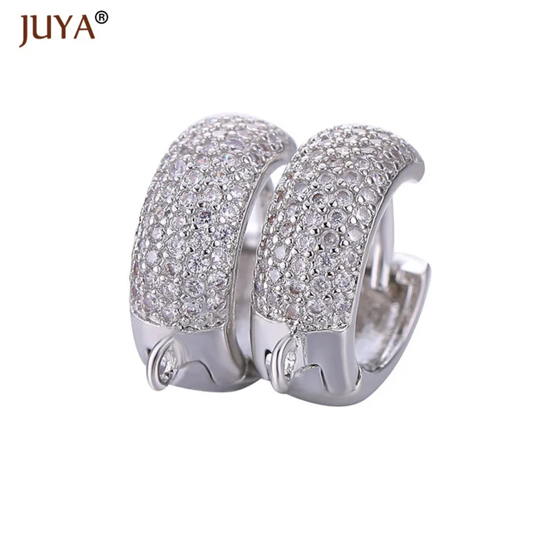 

Earring Making Supplies,Luxury AAA Zircon Rhinestone Round Hoop Earring Hooks Clasps,Handmade DIY Jewelry Accessories