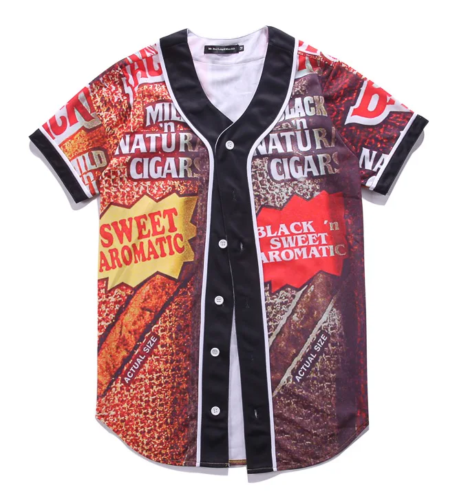 New summer creative 3D letterprint medium and long button-down cardigan men's short-sleeved baseball suit