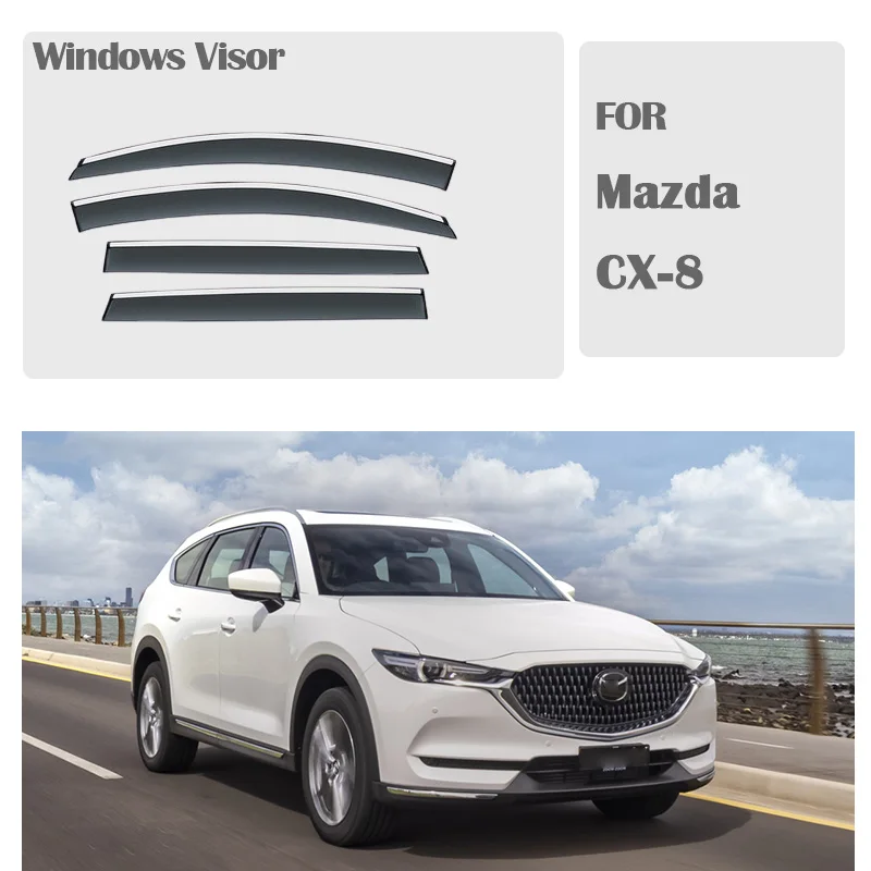 FOR Mazda CX8 CX-8 2019-2022 Window Visors Rain Guard Windows Rain Cover Deflector Awning Shield Vent Guard Shade Cover Trim