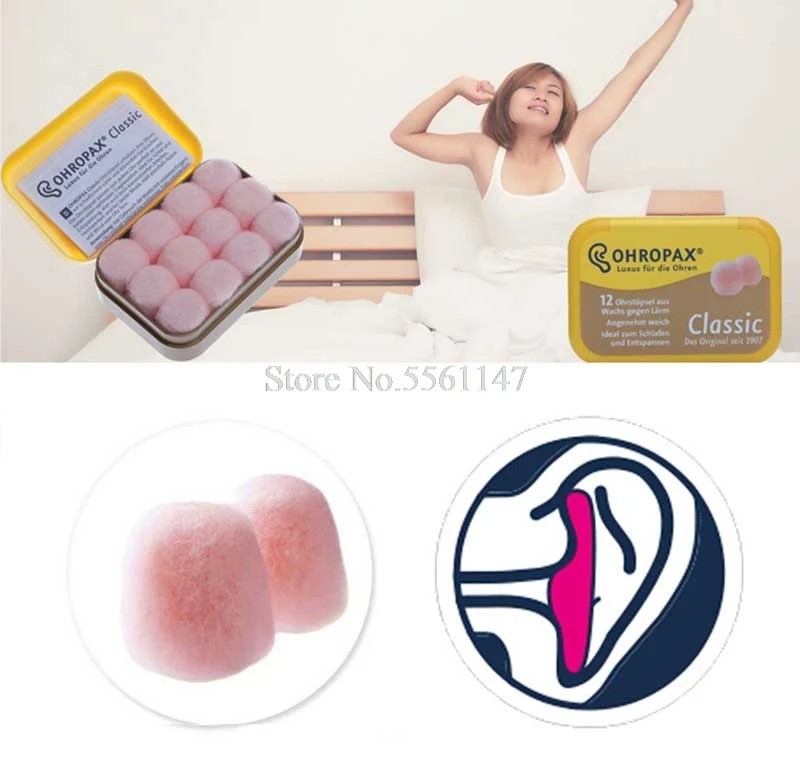 6pairs Original Ohropax Classic Wax Earplugs Comfortable Wax Ear Plugs Traval Sleeping Noise Reduction Earplugs