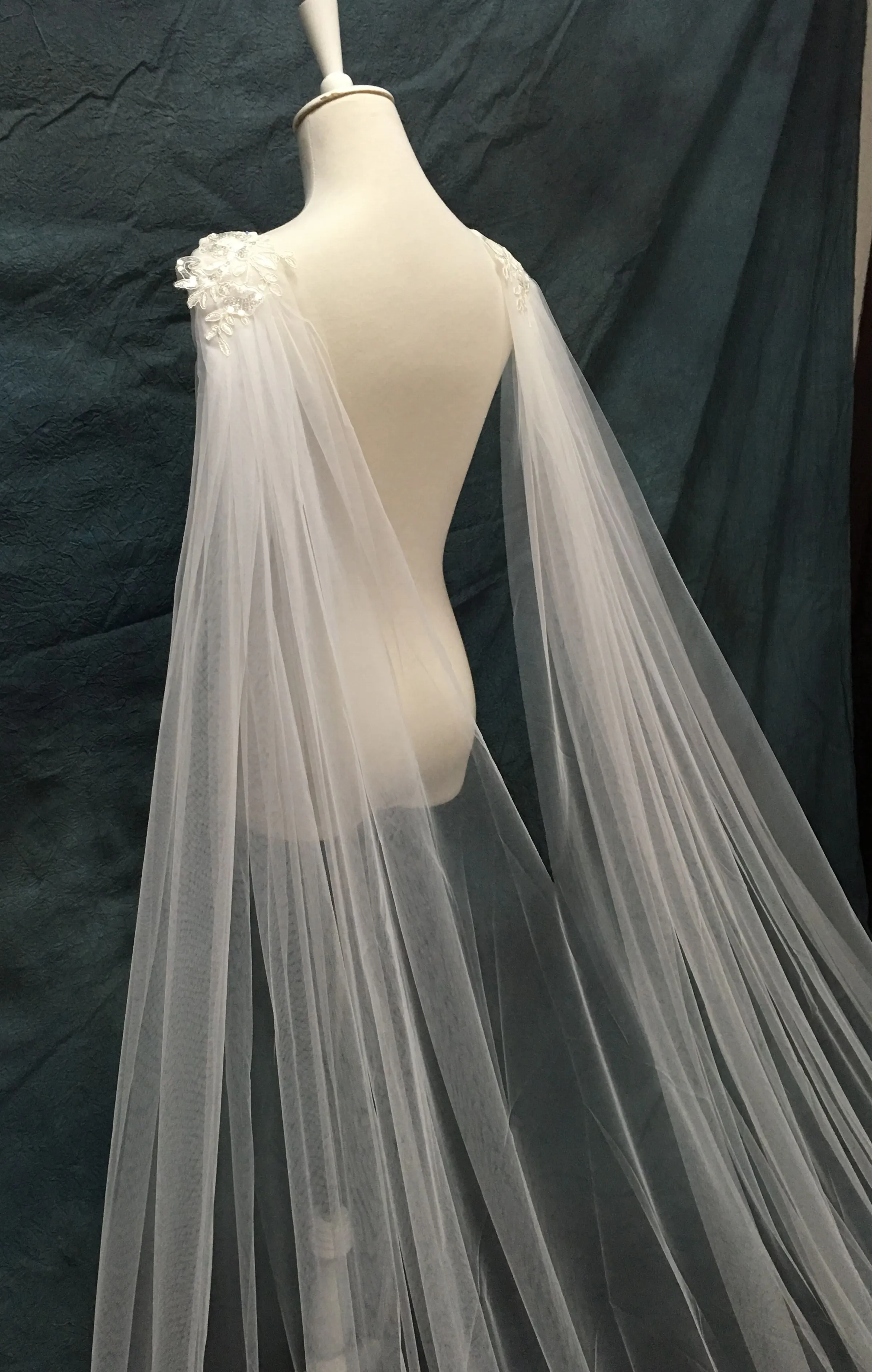 3M*3M One Layer Wedding Cloak Cathedral Length Bridal Cape Shoulder Veil In White , Ivory Bridal Accessories