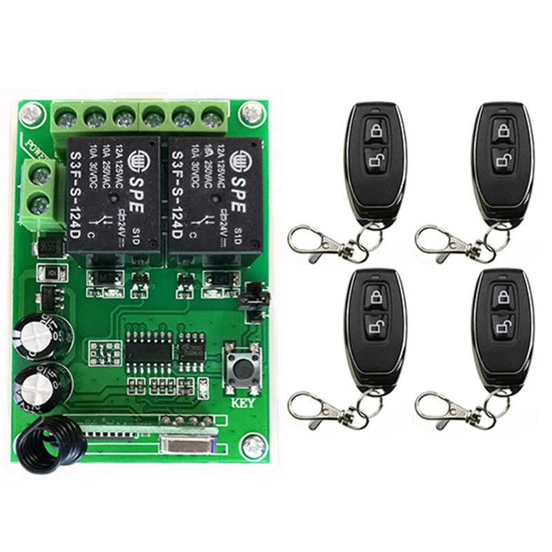 

DC12V 24V 2 CH Channels 2CH RF Wireless Remote Control Switch Remote Control System receiver transmitter 2CH Relay 315/433 MHz