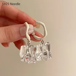 Silver Needle Dangle Drop Earrings for Women Jewelry Irregular Transparent Crystal Elegant Female Earrings