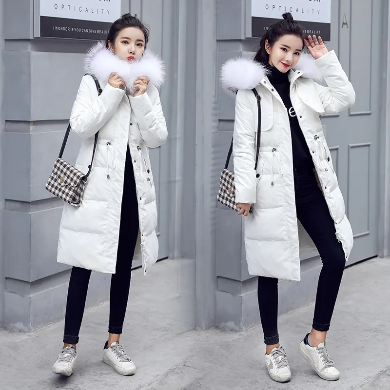 Long Women Winter Jacket Down Coat Female Large Fur Hooded Warm Clothes Thick Slim Jackets Ladies Clothing LWL1039