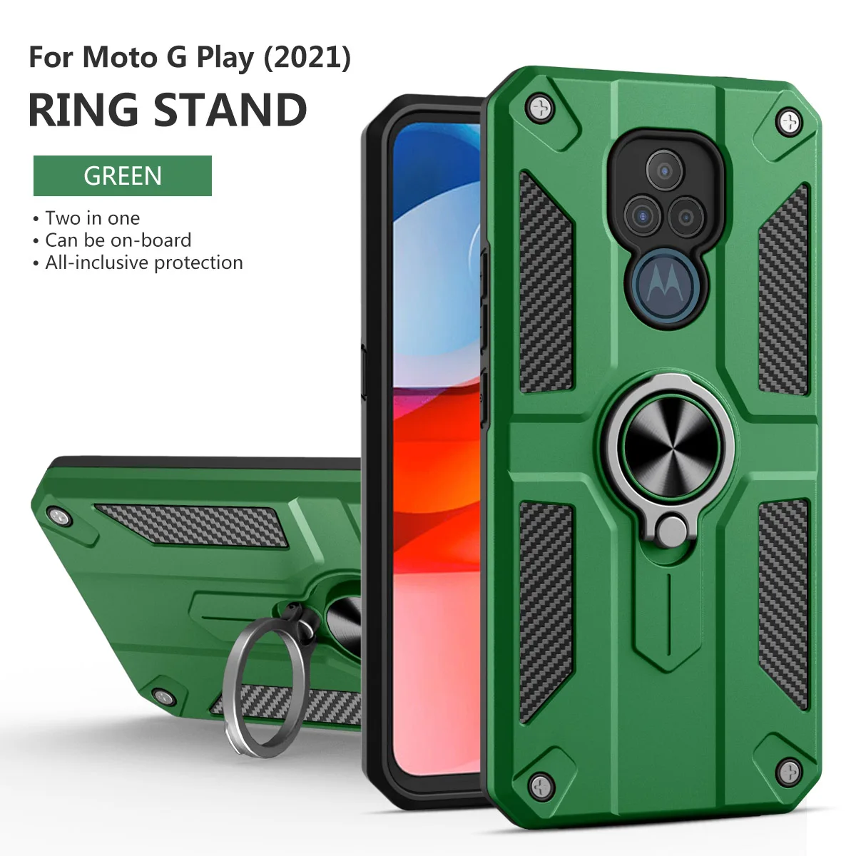 Shockproof Armor Phone Case For Motorola G PLAY G8 POWER LITE EDGES FUCSION Stand Magnetic Ring Kickstand Bumper Hard PC Cove