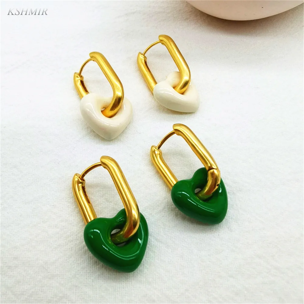 

Kshmir European and American simple temperament retro earrings two fashion women red heart-shaped earrings jewelry gifts 2022