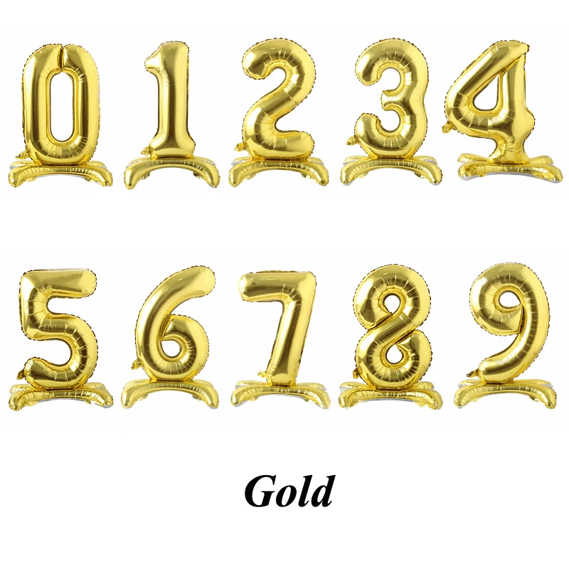 1PC 32inch Rose gold silver standing Foil Number Balloons New Figures Inflatable Balls Baby Shower Birthday Wedding Decoration