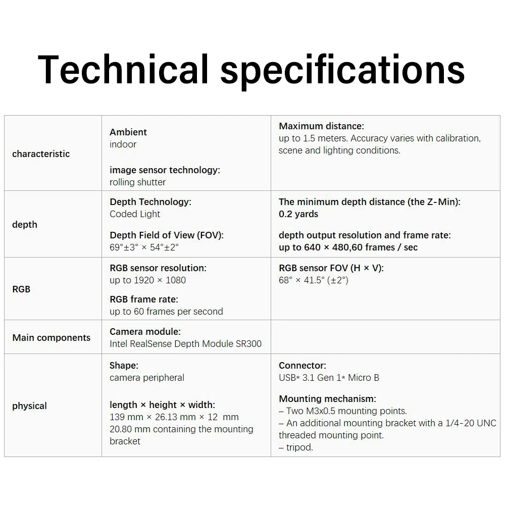 Intel Realsense Diepte Camera SR305